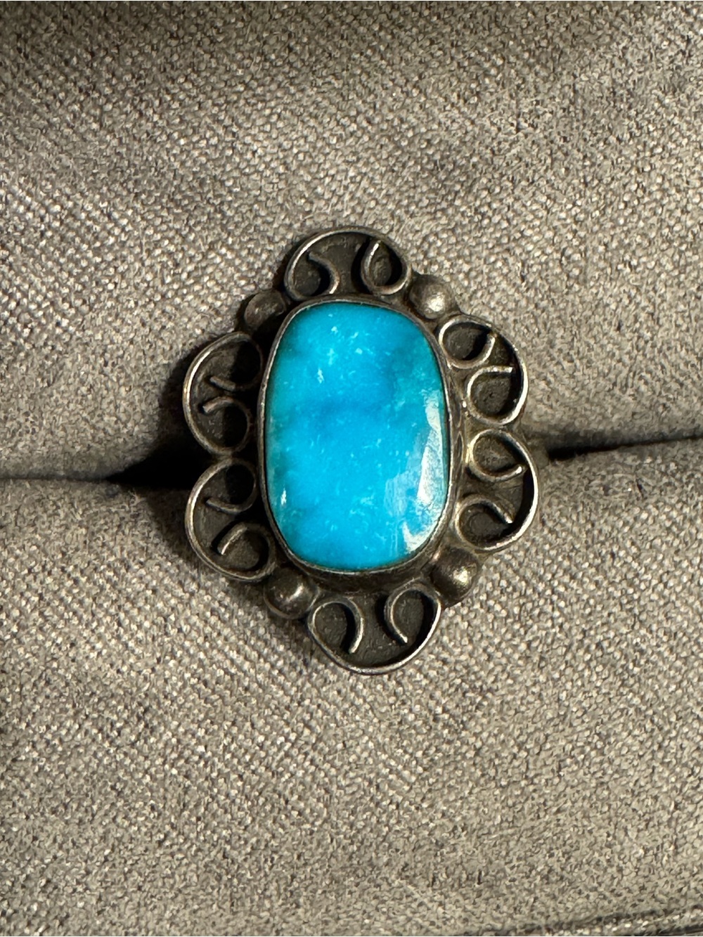 Vintage Sterling Silver Turquoise Ring Size 4.75
